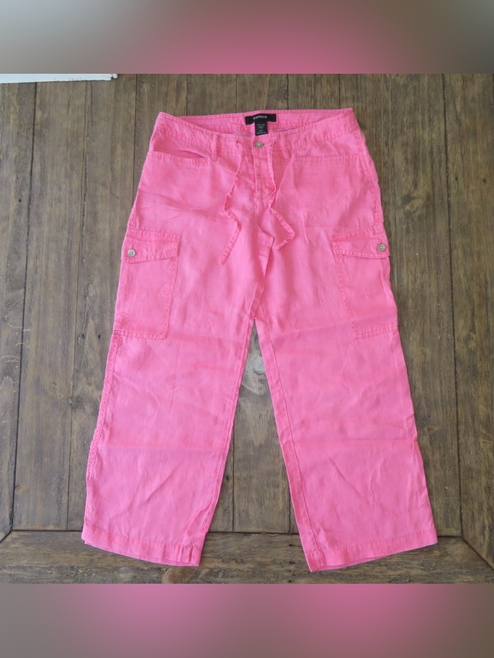 Express Pink Linen Capri Pants
